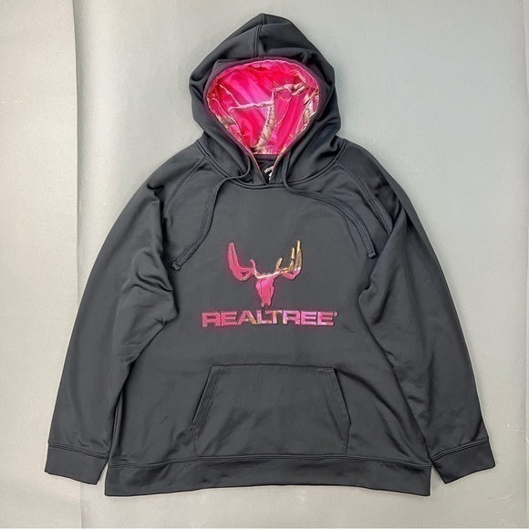 Realtree Other - Y2K Real Tree Pink Camo Logo Black Pullover Hoodie